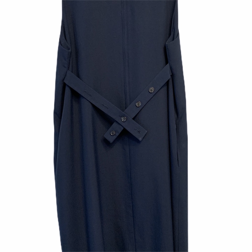 Vintage Maternity Dress Navy Blue Adjustable Waist - Picture 4 of 8